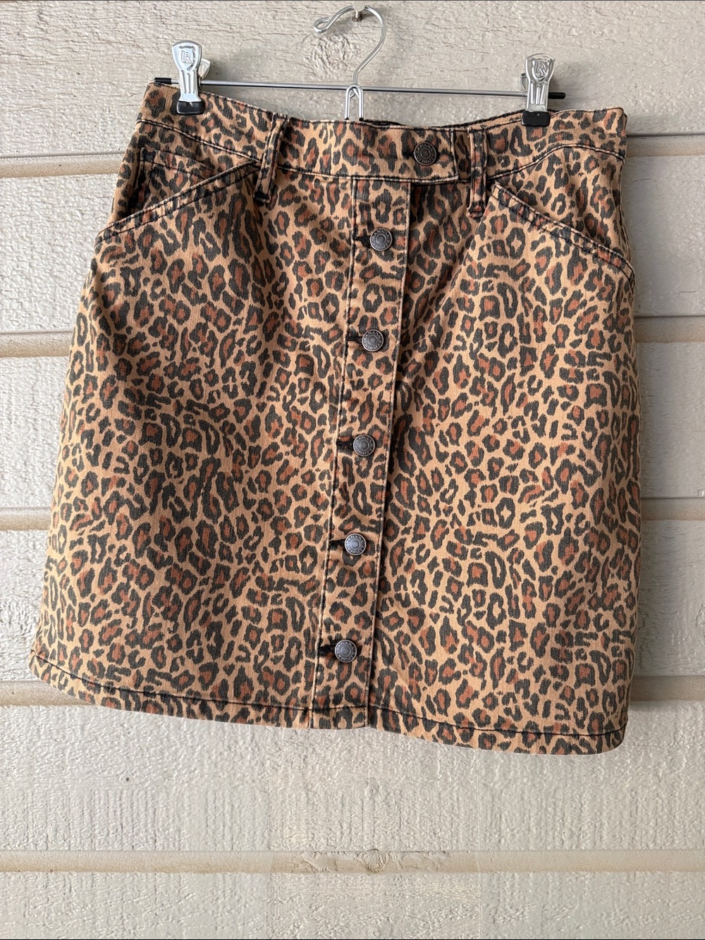 Banana Republic Leopard-Print Button-Front Mini Skirt - Brown/Tan